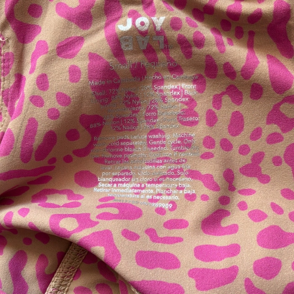 JoyLab Pink Leopard Print Longline Sports Bra Square Neck Racerback Small - Picture 6 of 6